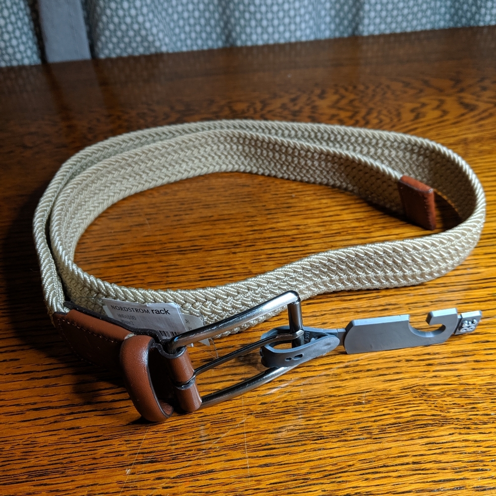 Belt Khaki Brown Braided Full Grain Cowhide 38